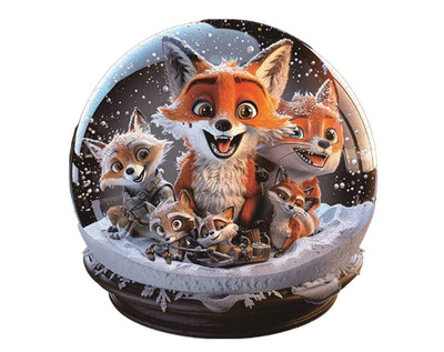 Quordle Handcrafted Wooden Fox in a Snow Globe Jigsaw Puzzle - New - 5A Small
