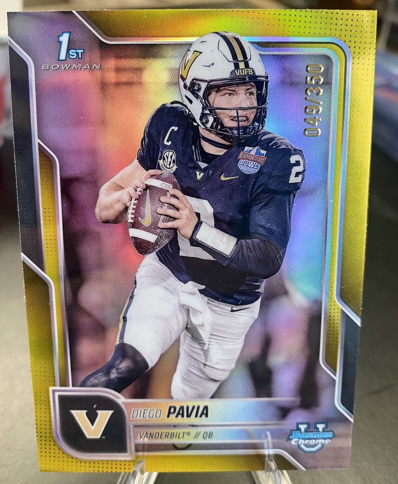 DIEGO PAVIA 2025 BOWMAN U CHROME 1ST YELLOW REFRACTOR RC /350 VANDERBILT
