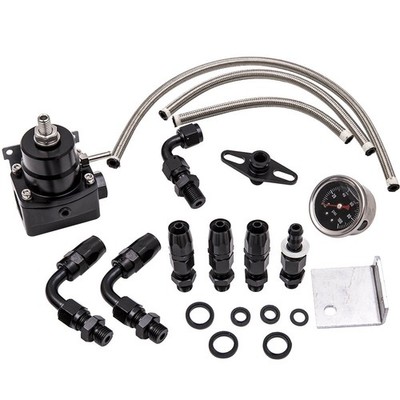 Adjustable Fuel Pressure Regulator Kit 0-100PSI + AN6 Fitting Hose End Universal