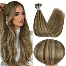 Full Shine 14" Utip Keratin Human Hair Extensions Brown  Honey Blonde Color 40g