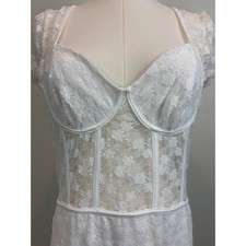 Lulus White Floral Lace Corset Maxi Dress XL Bridal Wedding Coquette Fairycore
