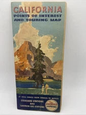 California Road Souvenir Spots Map Chevron Gas  Advertising Route 66 Travel F32