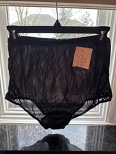 Vintage Lady Camille Sz 7 Black Lace  Nylon Briefs Sissy Panties