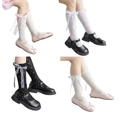 Loose Socks Lace Calf Socks Bowknot High Boot Socks Knee High Stockings - Image 1 of 4