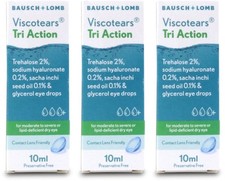 Viscotears Tri Action Preservative Free Eye Drops x3 Dry Eye Relief