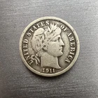 1911-D Denver Mint Silver Barber Dime #1110