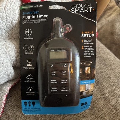 myTouchSmart Indoor/Outdoor Plug-In Digital Timer Black