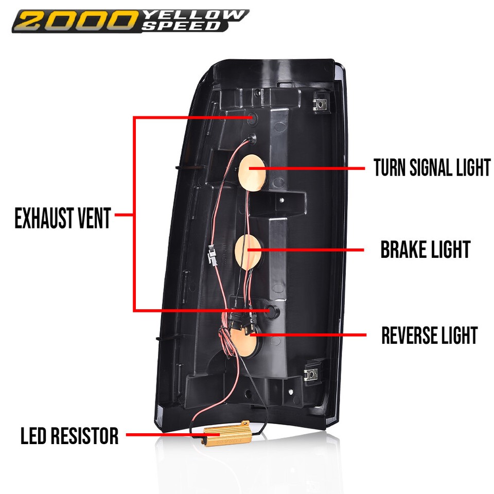 GMC Sierra LED Tube Tail Lights Smoke LED Tube Tail Lights For 99-02 Chevy Silverado 1500 & 99-06 GMC Sierra - Direct Replacement Tail Lights Led - Foto 5