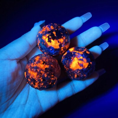 2x Natural Yooperlite Moon Sphere Crystal Stone Ball Reiki Healing Crystal 40mm