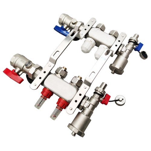 2-Branch PEX Radiant Floor Heating Manifold Set Water Distributor Knockout Trap - Picture 18 of 23