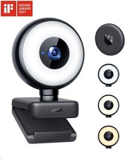 1080P Webcam with Ring Light, WEMISS Autofocus Streaming Webcam, Web Camera with