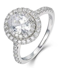 2ct Oval Halo 925 Sterling Silver CZ Engagement Ring Wedding Band Sz 2.5-15 MLH3