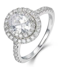 2ct Oval Halo 925 Sterling Silver CZ Engagement Ring Wedding Band Sz 2.5-15 MLH3