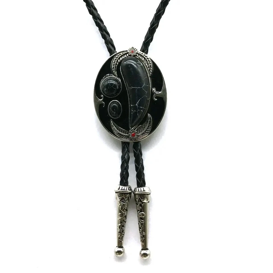 Corbata vintage Bolo piedra turquesa plata esterlina vaquero hombre ovalada navajo Foto 2 de 2