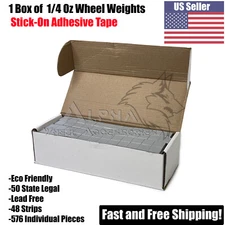 1 Box of Wheel Weights 1/4 Oz Stick-On Adhesive Tape 48 Strips 576 Pcs Lead Free