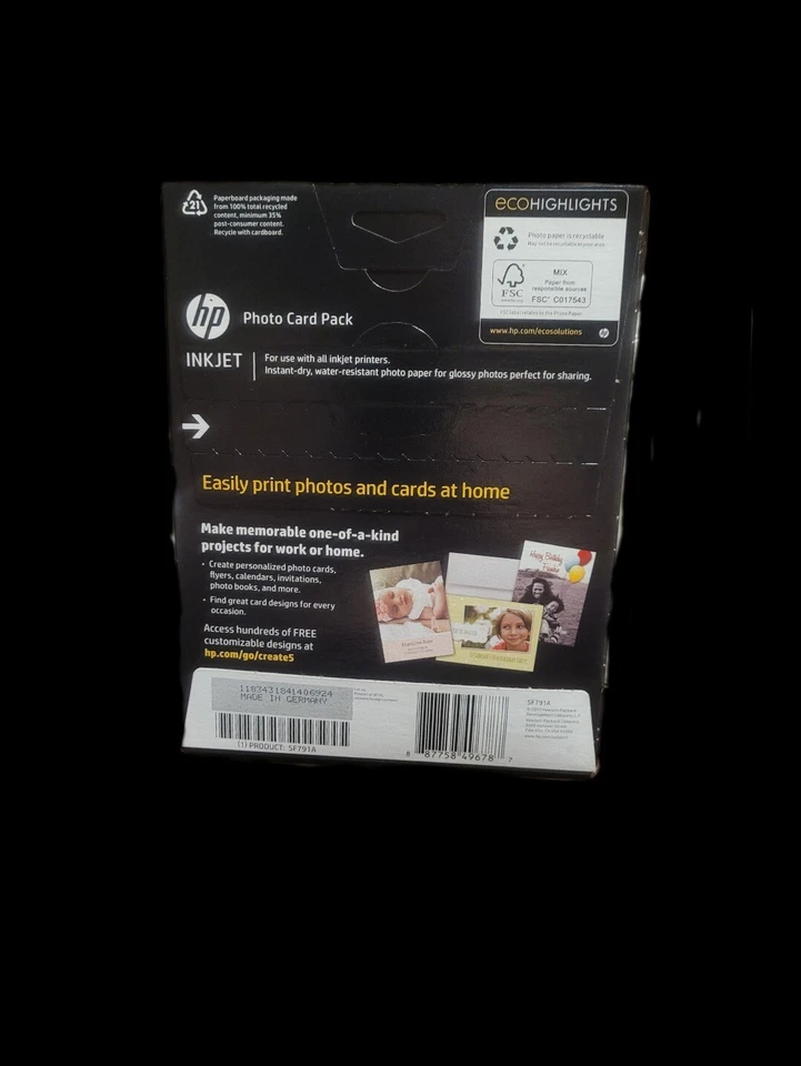 NEW Lot Of 3 HP Photo Card Pack Glossy Photo 5"X7" Paper/Envelopes & 4"x6" Paper - Image 3 of 3