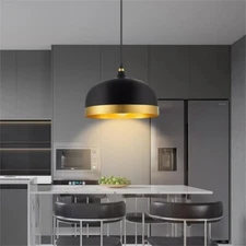 Black & Gold Single Pendant Light, Industrial Modern Style