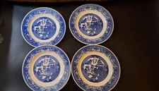 Royal China Willow Ware Ironstone Dinner Plates Blue and white MCM 10" Lot of 4