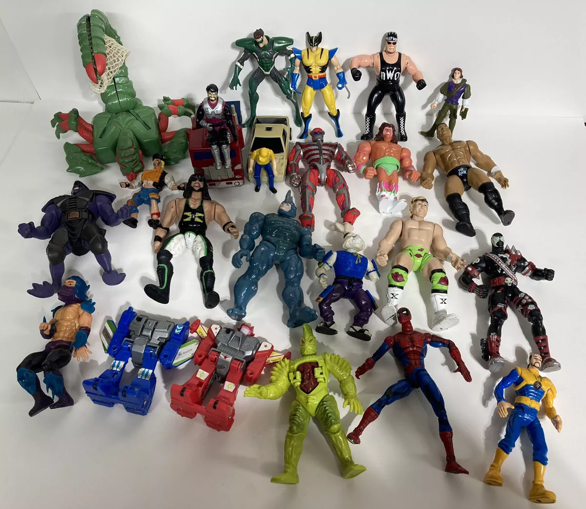 Huge Lot Of 25 Mixed 80s 90s Action Figures Super Hero TMNT Marvel  Transformers