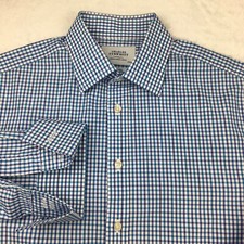 Charles Tyrwhitt Dress Shirt Mens 16/33 Blue/Purple Checks Slim Fit French Cuffs