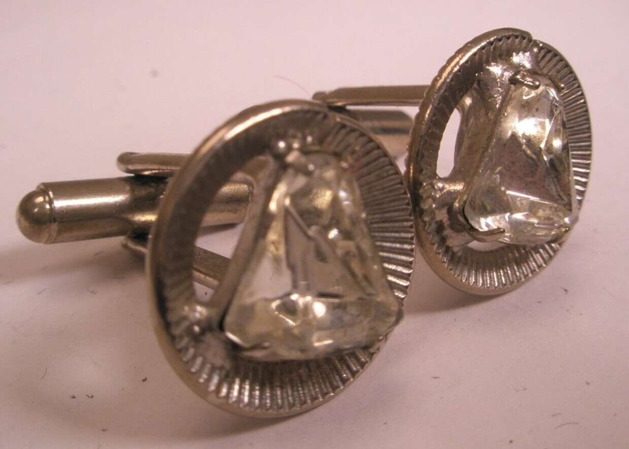 Triangular White Rhinestone Silver Tone Vintage S… - image 4