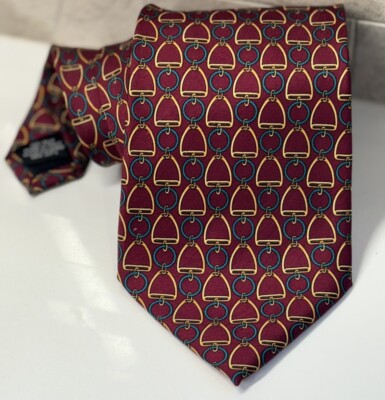 Paolo Gucci Tie Mens Horse Bit Equestrian Silk Luxury Necktie Italy Classic VTG