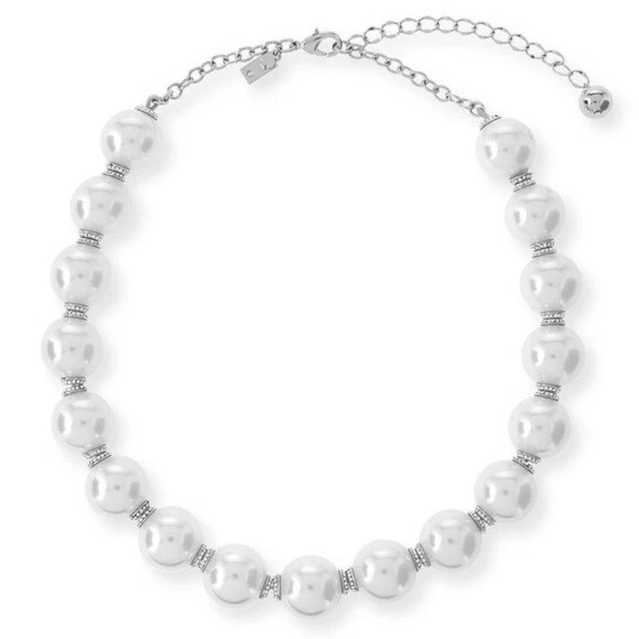 Kate Spade New York pearls of wisdom necklace silver grey pave crystals   - Image 4 of 4
