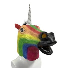 Halloween Masquerade Latex Colorful Unicorn Horse Head Mask Party Props