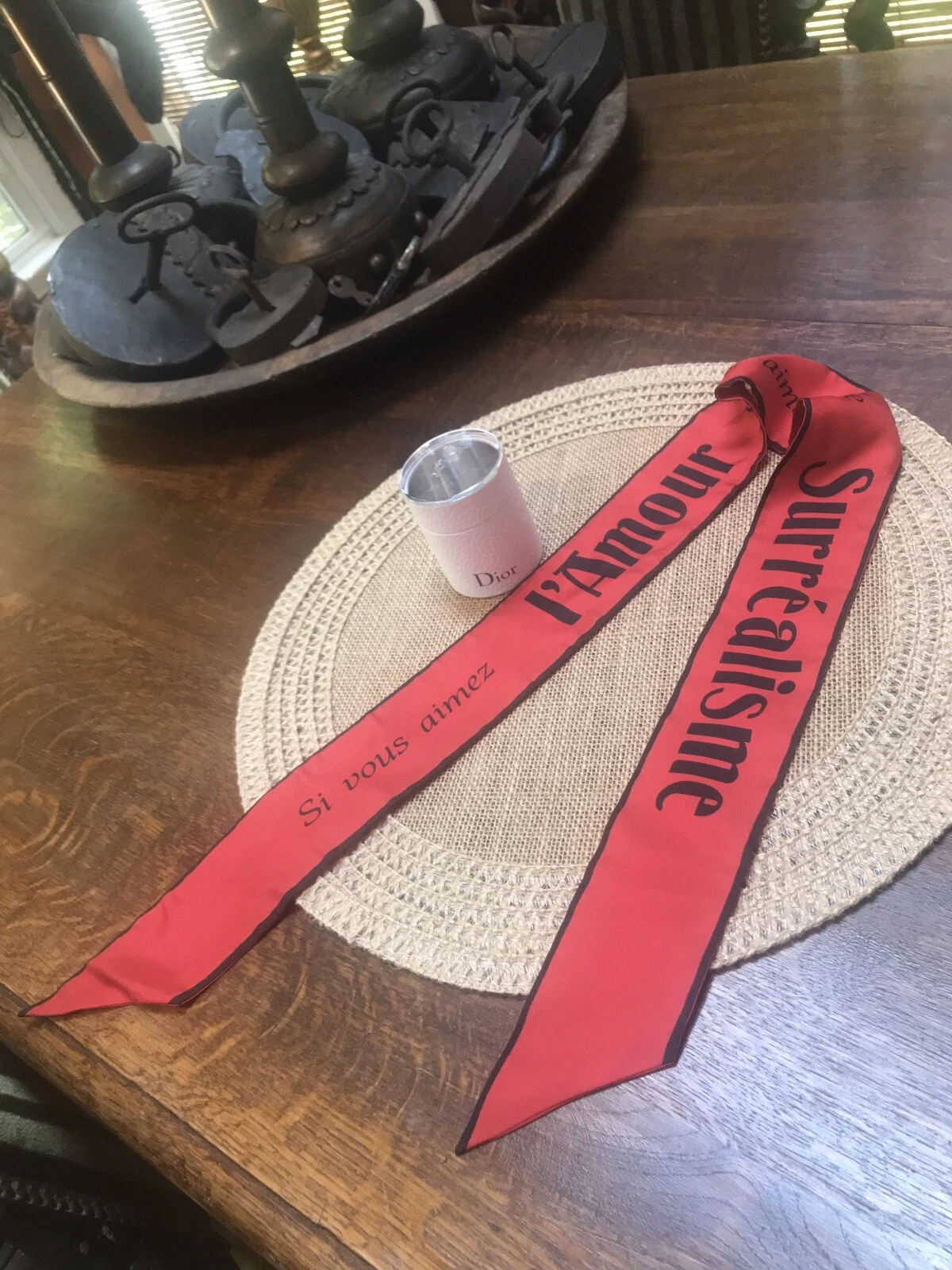 NEUF EN BOITE édition limitée CHRISTIAN DIOR ROUGE écharpe soie bandeau bandana