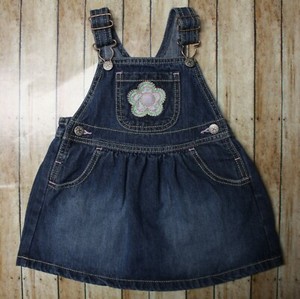 floral embroidered denim overall dress