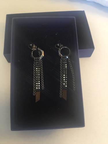 Ohrstecker -Kandelier - schwarz-braun-Silber -v. SWAROVSKI- NW - Bild 2 von 7