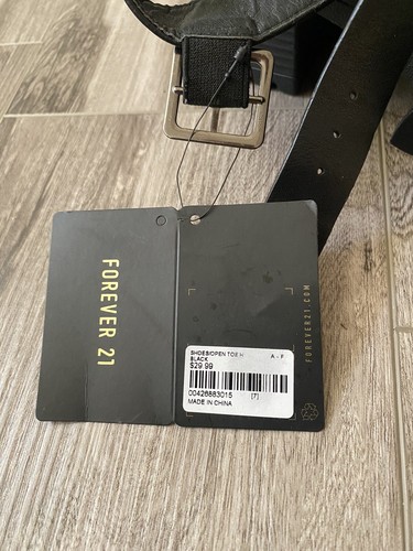 Sandali donna Forever 21 tacco 7 pelle nera tacco a blocco plateau grosso cinturino - Foto 9 di 9