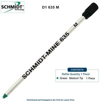 1 X - Schmidt 635 Mini D1 Ball Pen Refill with Plastic Refill Holder, Green