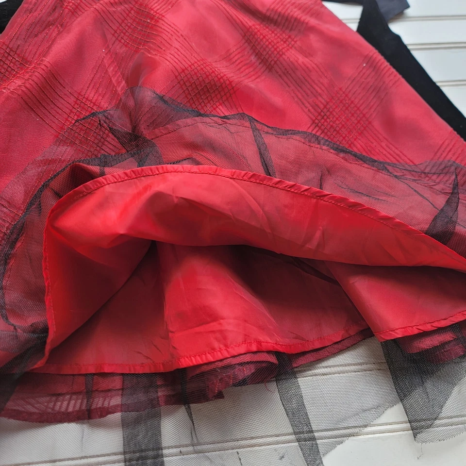 Pinky Girls Dress Sleeveless Party Formal Burgundy Red Black Tie Dress Sz 8 - Image 4 of 4