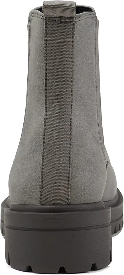 Soda Pilot Gris Nubuck Suela Tacón Bajo Chelsea Botines Doble Elástico Gore Foto 3 de 4