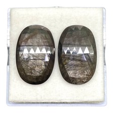 2 Pcs Unheated Natural Sapphire 29x19mm Pair Checker Cut Flat Back Gemstones Lot