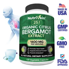 Citrus Bergamot 1400mg - 25:1 Extract, Organic Heart Health Supplements 60pcs
