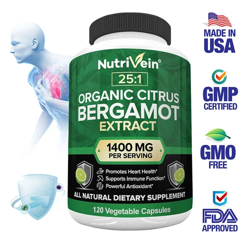 Citrus Bergamot 1400mg - 25:1 Extract, Organic Heart Health Supplements 120pcs