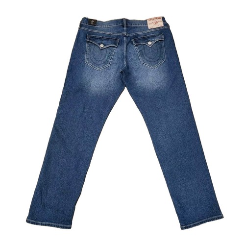 True Religion Men's 38x32 Geno Relaxed Slim Stretch Flap Pockets Zipper Blue - Picture 2 of 21