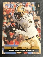 1991 NFL Pro Set Brett Maxie Football Rookie Card (RC) #239 Saints Safety Crease. rookie card picture