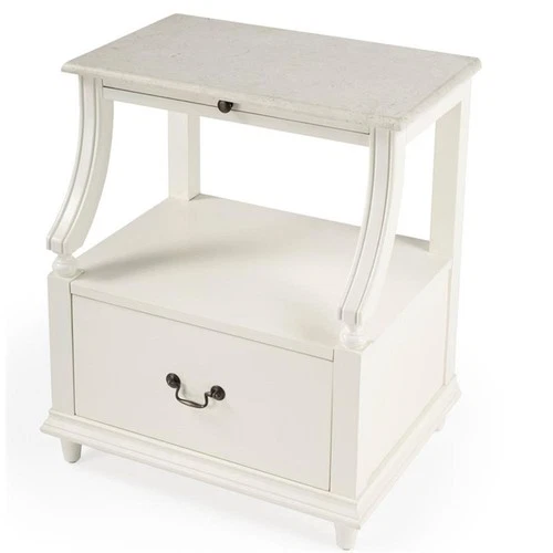 Butler Specialty Danielle Marble Nightstand In White - Picture 2 of 10