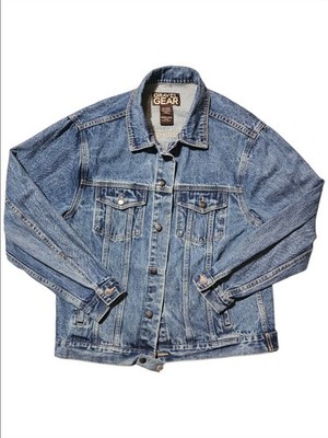 Gravel Gear Denim Jacket Men s Large Blue Jean Trucker Coat 100% Cotton
