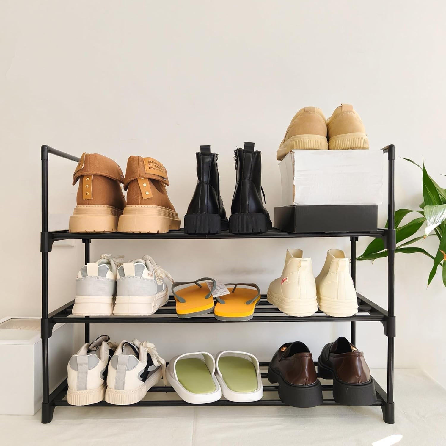 3-Tier Reversible Metal Shoe Rack Organizer Space Saving Storage Shelf-image