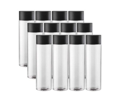 12-Pack Bulk Empty Plastic Reusable Juice / Water Bottles with Black Lids - G...