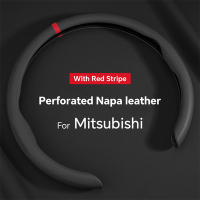 For Mitsubishi utlander Lancer Mirage Steering Wheel Cover Leather w/Red Stripe