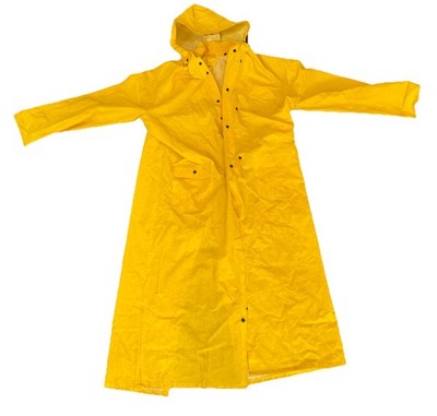 Yellow Hooded Raincoat Waterproof Long Jacket Size 2XL