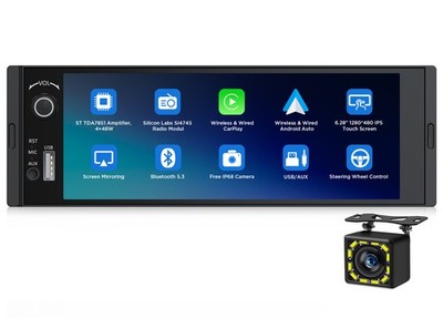 Android Auto 6.28'' IPS Single DIN Car Stereo Head Unit CarPlay GPS Universal Fit