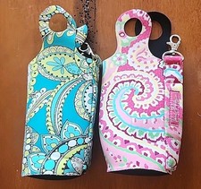 Vera Bradley Set Of 2 Peacock Capri Melon Water Bottle Sleeves Discontinued