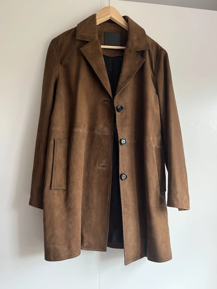 Massimo Dutti Wildledermantel, Dunkelbraun, Größe M - Bild 2 von 4