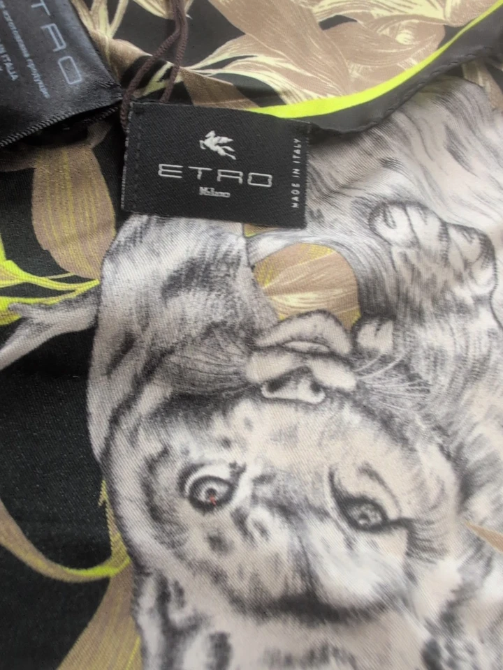 Etro Snow Leopard Silk Pocket Square - Image 3 of 3